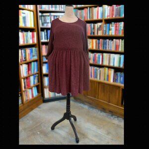 Plus Size Torrid Burgundy Babydoll Sweater Dress – Cozy Long Sleeve Knit